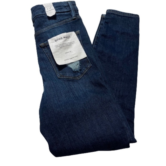 Good American Good Waist Crop Jeans Size 27 Distressed gwcb633op NWT. - Picture 2 of 7